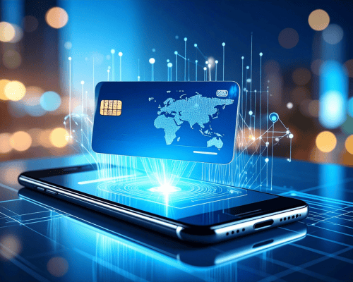 بطاقة الدفع الرقمية التي يتم عرضها من نسخة الهاتف الذكي