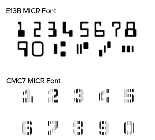 خط E13B مقابل خط CMC7 MICR E13B
