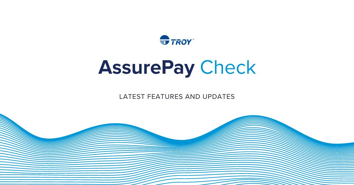 AssurePay Check updates graphic with tech waves 